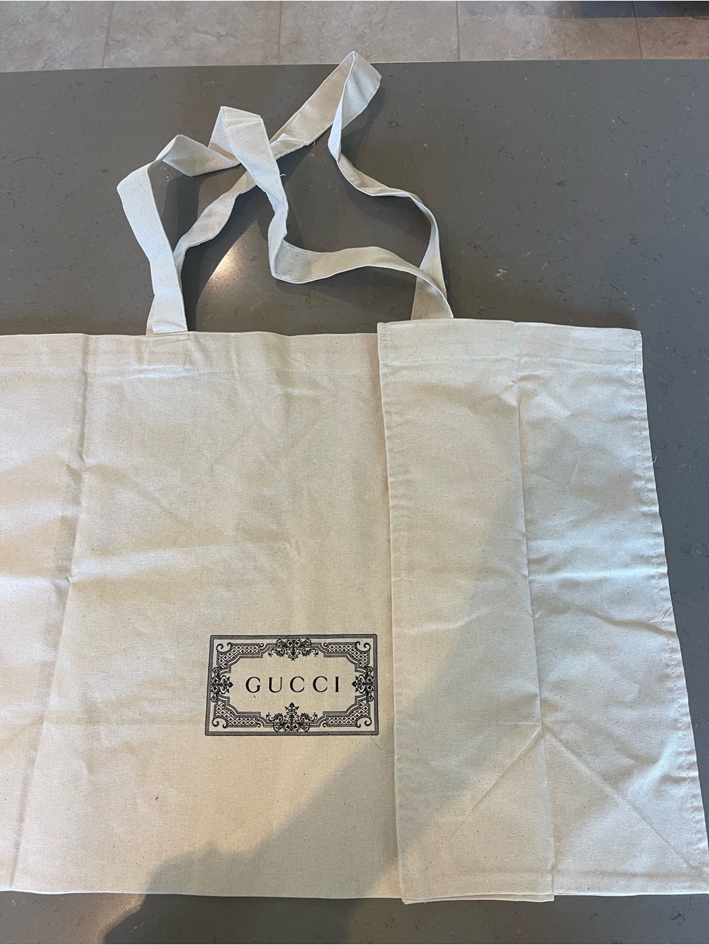Gucci Cream Canvas Tote with Logo Panel